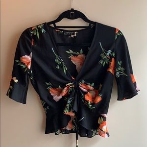 MUST SELL TOPSHOP Black Floral Crop Size 2
